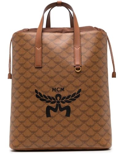 MCM Medium Himmel Lauretos Leather Backpack - Brown