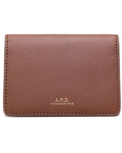 A.P.C. Logo-Lettering Foldover Wallet - Purple