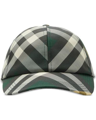 Burberry Check-Pattern Cotton Cap - Green
