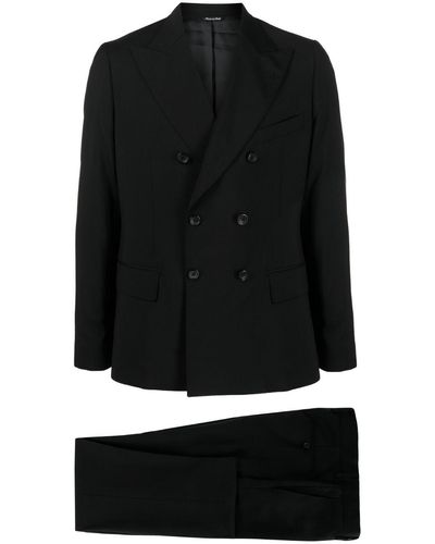 Eraldo Peak-Lapel Wool Double-Breasted Suit - Black