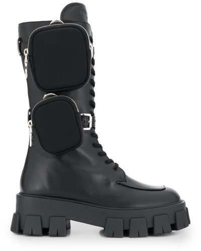 Prada Monolith Chunky Boots - Black