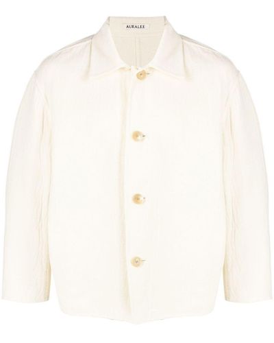 AURALEE Cotton-Wool Classic Shirt Jacket - White
