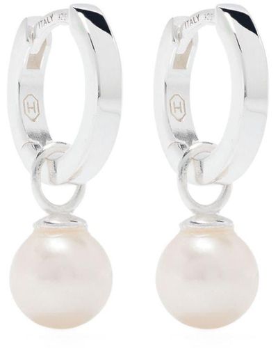 Hatton Labs Pearl-Charm Small Hoop Earrings - White