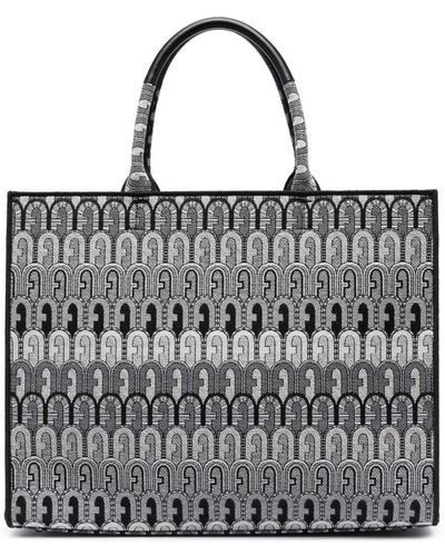 Furla Opportunity Monogram-Print Tote Bag - Black