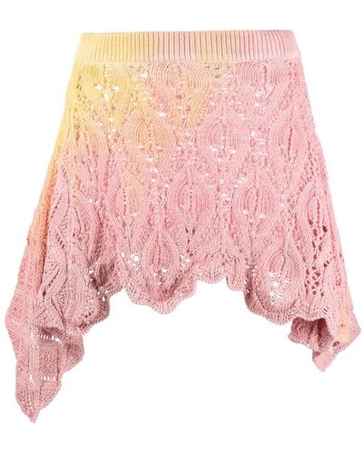 The Attico Crochet Asymmetric Skirt - Pink