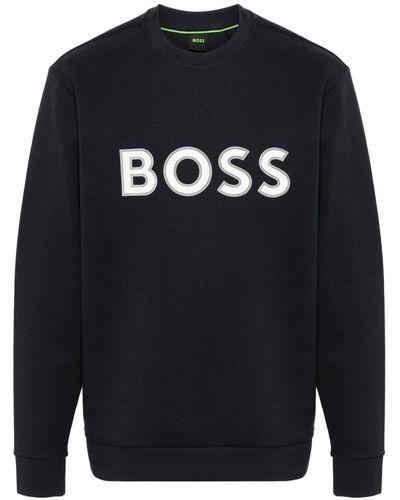 BOSS Logo-Raised Sweatshirt - Blue