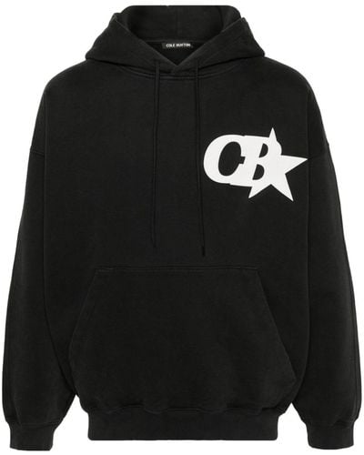 Cole Buxton Raised-Logo Cotton Hoodie - Black