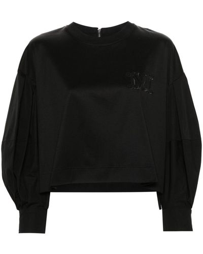 Max Mara Logo-Embroidered Cotton Sweatshirt - Black