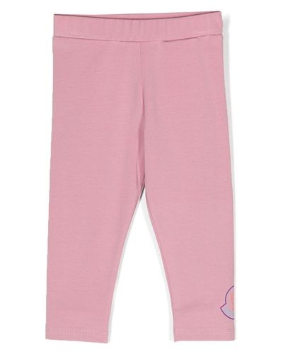 Moncler Logo-Tag Cotton Leggings - Pink