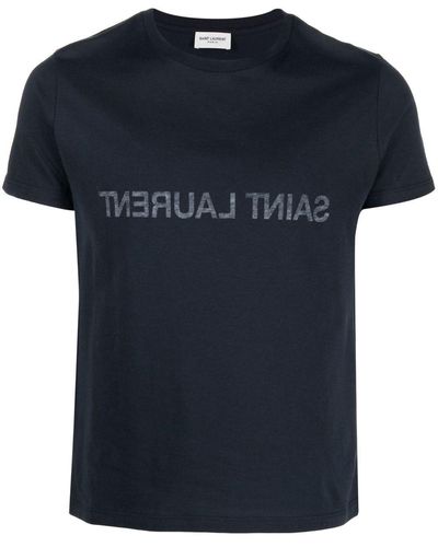Saint Laurent Reverse Logo-Print Cotton T-Shirt - Black