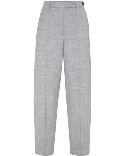 Brunello Cucinelli Tapered-Leg Tailored Trousers - Grey