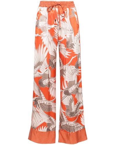 Kiton Graphic-Print Silk Trousers - Red