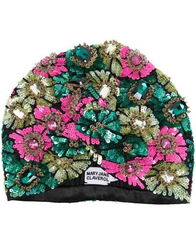 MaryJane Claverol Sequin-embellished Hat - Green