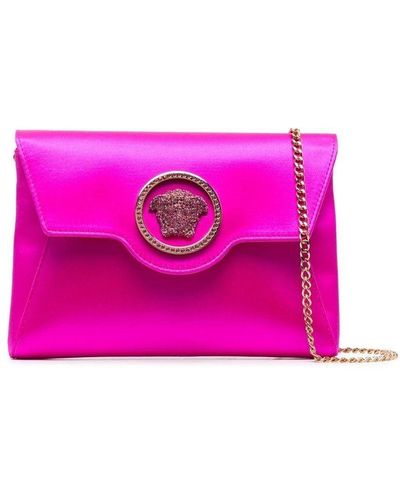 Versace La Medusa Wallet On Chain - Women's - Fabric - Pink