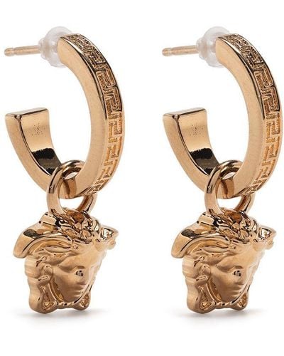 Versace La Medusa Greca Drop Earrings - Metallic