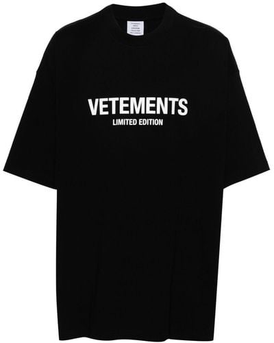 Vetements Logo-Print Cotton T-Shirt - Black