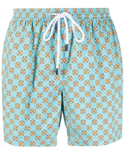 Barba Napoli Floral-Print Swim Shorts - Blue