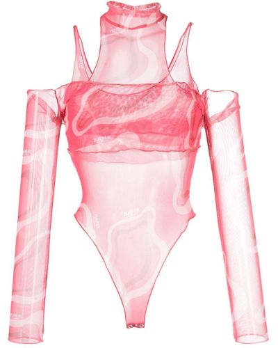Julfer Janet Wave-Print Bodysuit - Pink