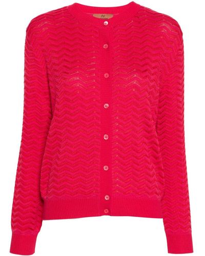 Missoni Zigzag Crochet-Knit Cardigan - Red