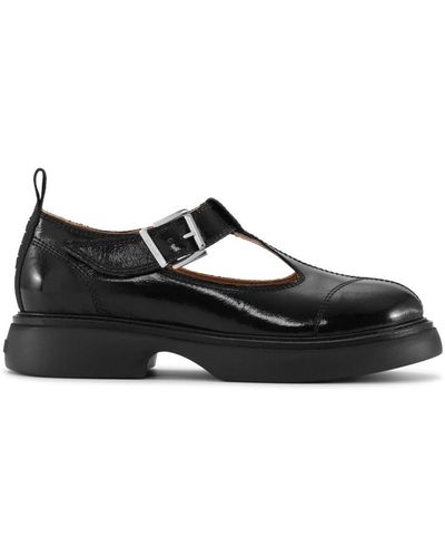 Ganni Cut-Out Buckle-Fastening Loafers - Black