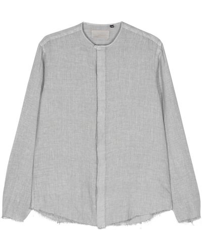 Costumein Frayed-Edge Linen Shirt - Grey
