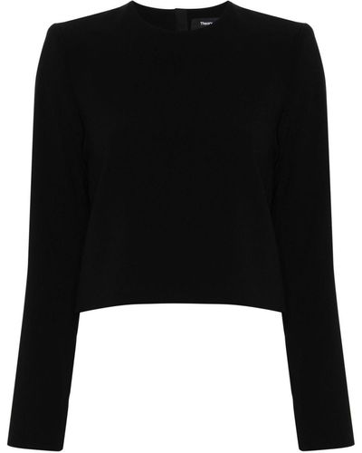 Theory Zip-Up Cropped Blouse - Black