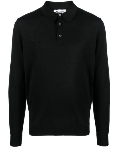 Eraldo Merino-Wool Polo Shirt - Black