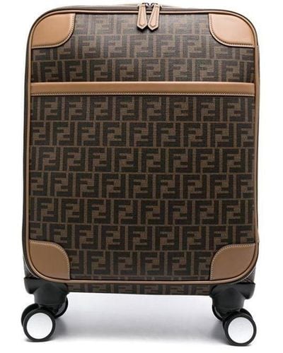 Fendi Cabin Size Ff Fabric Trolley - Brown