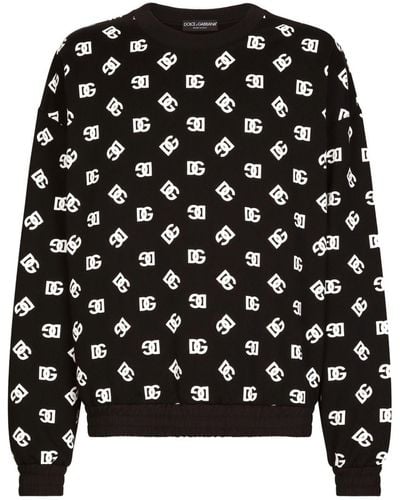 Dolce & Gabbana Logo-Print Cotton-Blend Sweatshirt - Black