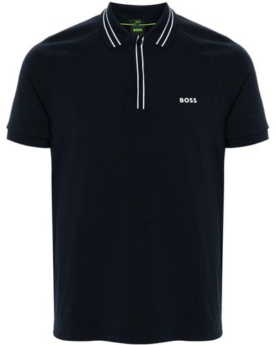 BOSS Stripe-Edge Polo Shirt - Blue