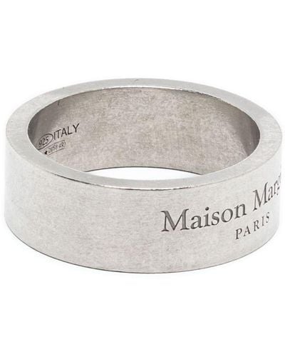 Maison Margiela Logo-Engraved Band Ring - White
