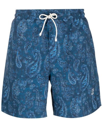 Brunello Cucinelli Paisley-Print Swim Shorts - Blue