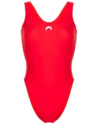 Marine Serre Moon-Print Swimsuit - Red