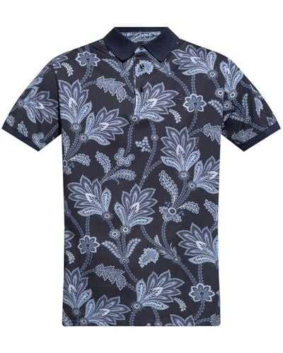Etro Botanical-Print Cotton Shirt - Blue