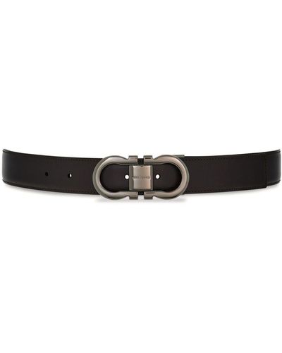 Ferragamo Reversible Gancini Leather Belt - Black