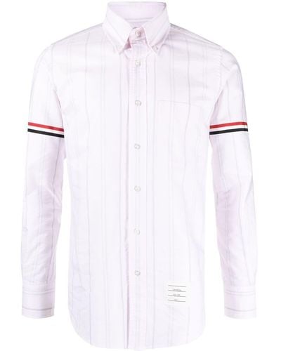 Thom Browne Vertical-Stripe Pattern Cotton Shirt - White