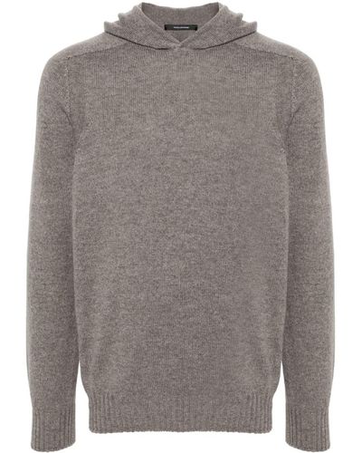 Tagliatore Hooded Virgin-Wool Sweater - Gray
