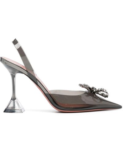 AMINA MUADDI Rosie 95Mm Crystal-Bow Court Shoes - Metallic