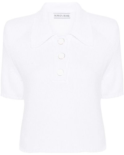 ROWEN ROSE Logo-Embroidered Polo Shirt - White