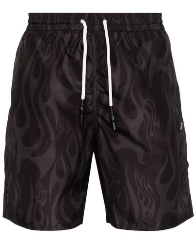 Vision Of Super Flame-Print Swim Shorts - Black