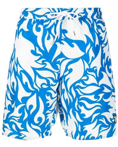 YES I AM Graphic-Print Drawstring Swim Shorts - Blue