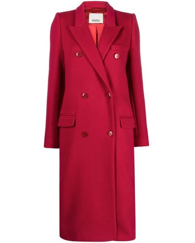 Isabel Marant Enarryli Double-Breasted Wool-Blend Coat - Red