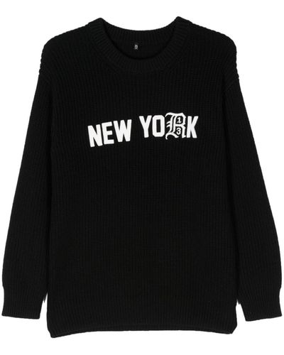 R13 Logo-Embroidered Cotton Jumper - Black