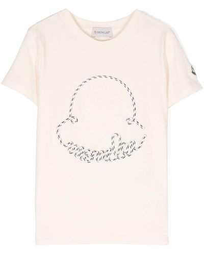 Moncler Logo-Embroidered Cotton T-Shirt - Natural