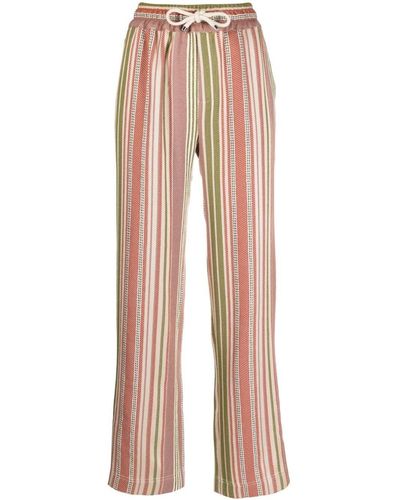 BENJAMIN BENMOYAL Striped High-Waisted Trousers - Green
