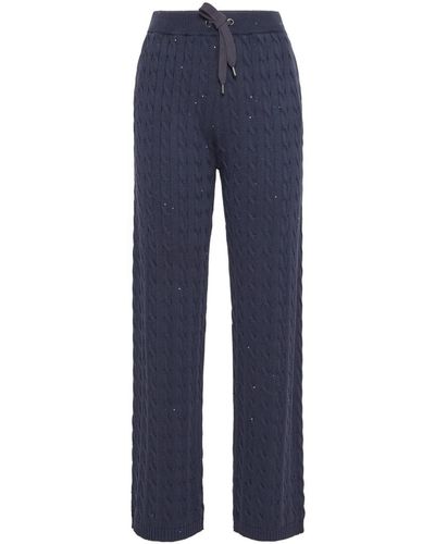 Brunello Cucinelli Cable-Knit Trousers - Blue