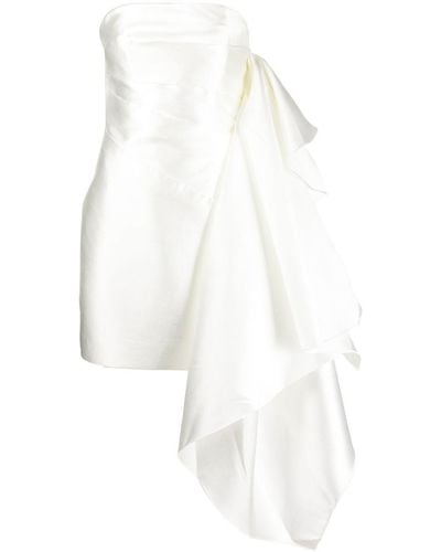 Solace London Strapless Satin-finish Dress - White
