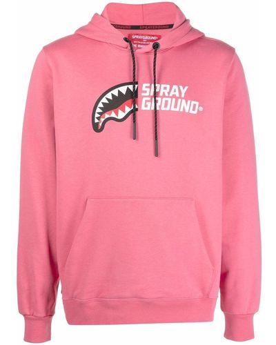 Sprayground Shark-print Pullover Hoodie - Pink