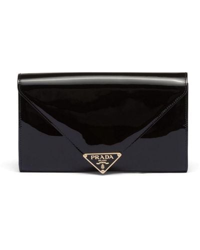 Prada Patent-Leather Envelope Bag - Black