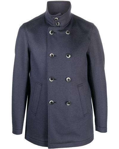 Herno Double-breasted Wool-cashmere Coat - Blue